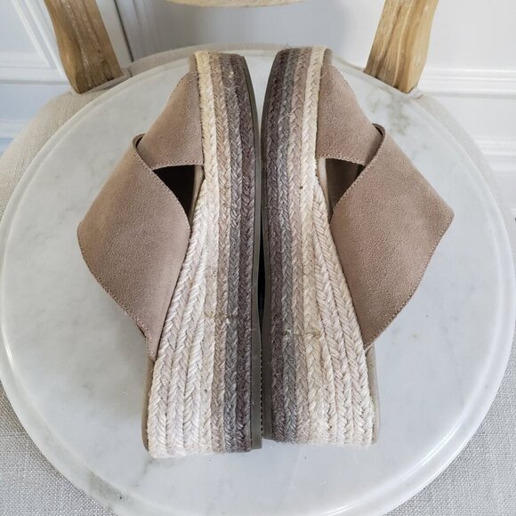 Anthropologie Paseart Tan Suede Cross Strap Ombre Wedge Espadrille Slides 10 - Picture 7 of 16